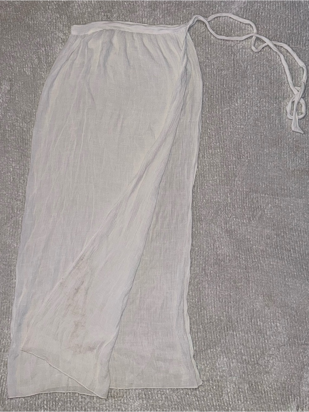 Women's White Maxi Wrap Skirt with Tie Waist See through Swimsuit cover size S